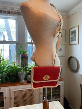 Orange Leather Spartina Crossbody Bag with Cream Trim